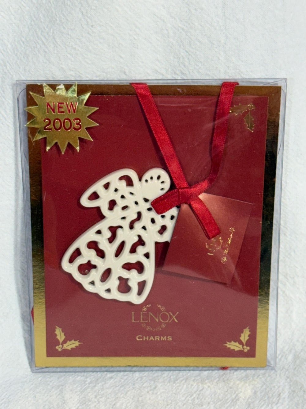 Lenox Angel 2.5" Charm Fine China Ivory Pierced Angel Charm/Ornament